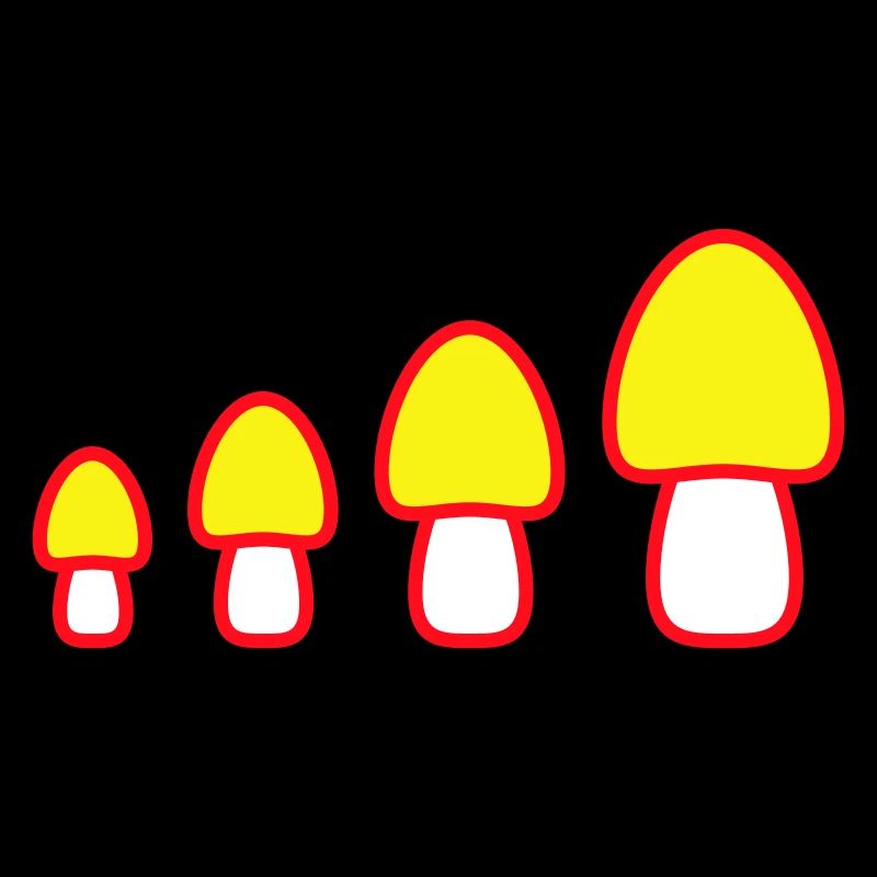 Beaucoup de champignons jaunes 4 petits grands rangs quatre champignons