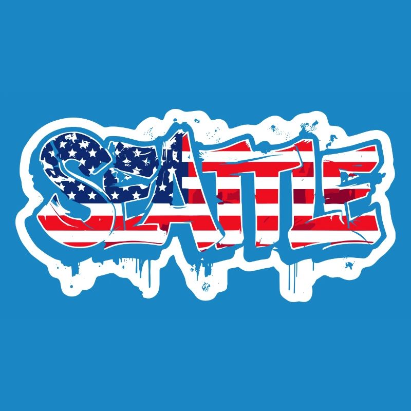Design de Seattle dans le style graffiti avec drapeau américain