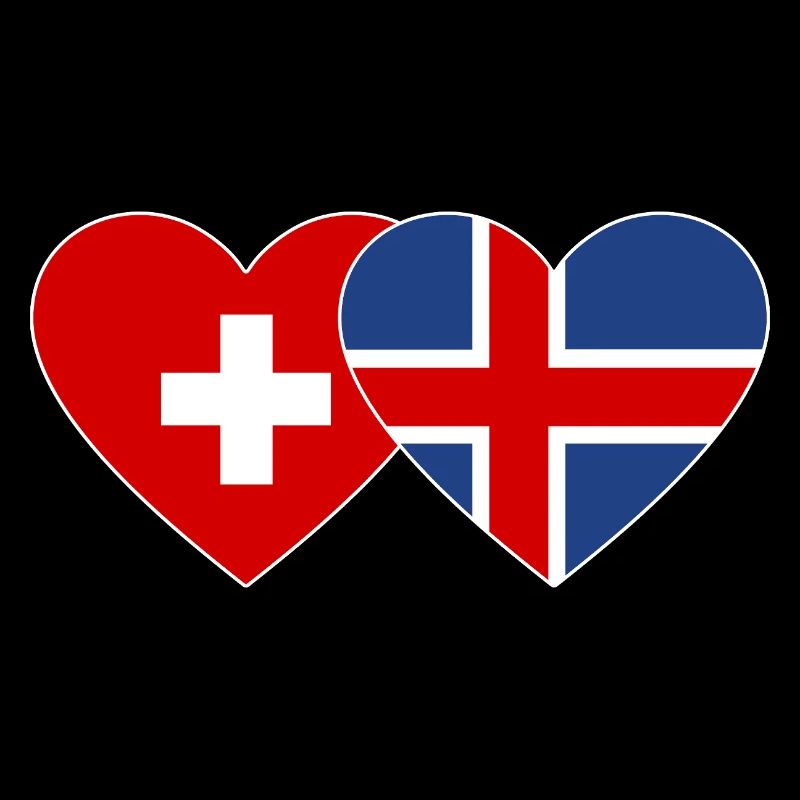 Suisse Islande Drapeau Coeur