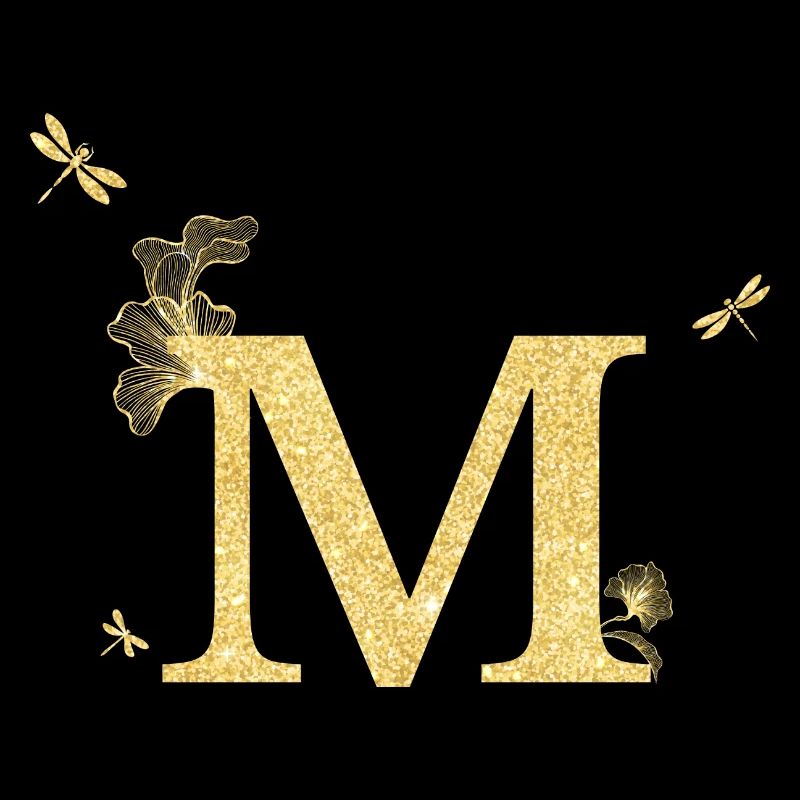 Buchstabe m Glitzer goldene Libelle - Geschenkidee