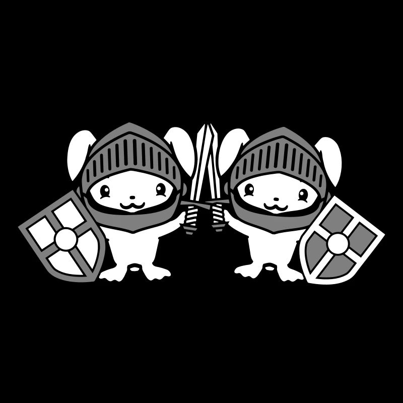 2 lapins chevalier épée bouclier armure casque château