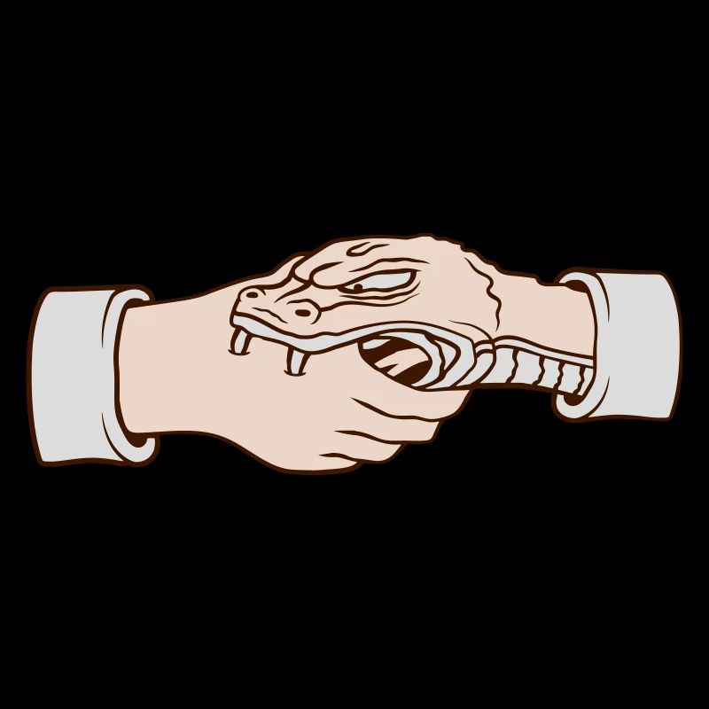 Snake bites handshake shaking hands