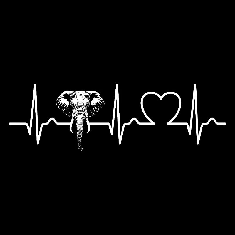Elephant - Heart Line - ECG - Pulse - Gift
