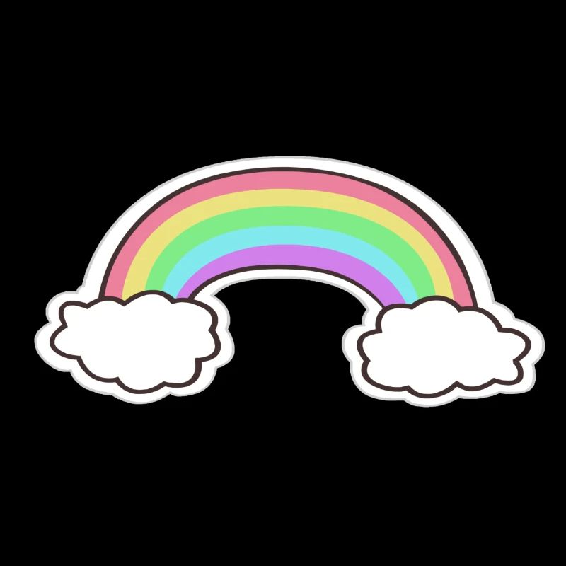 Pastel rainbow with clouds motif