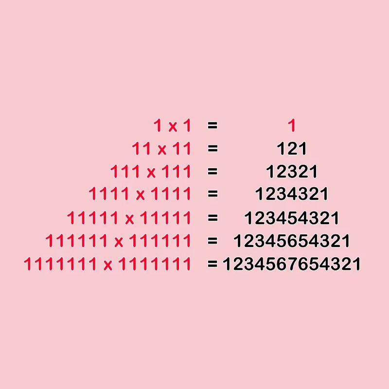 Number Palindrome Mathematics Physics 1x1 1^2 Gift