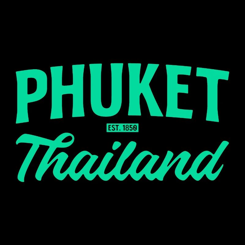 Phuket Thailand Teal Script