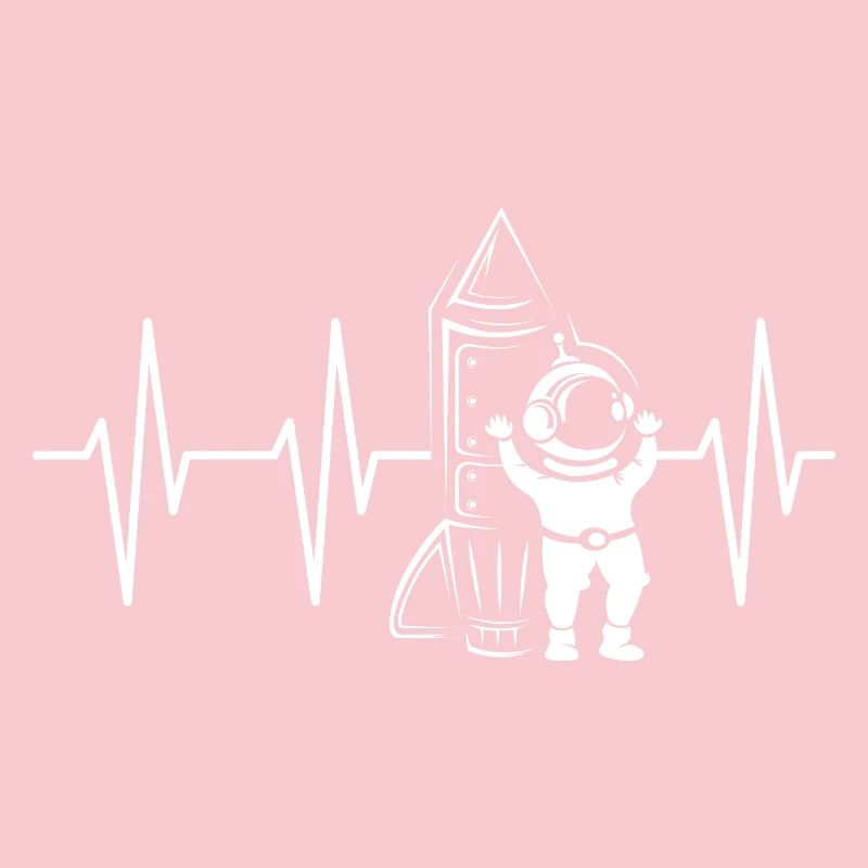 Rocketman Heartbeat Pulse Rocket Astronaut Symbol
