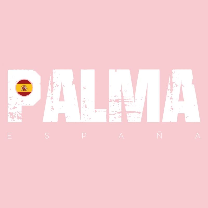 Palma Distressed Text with Spain Flag