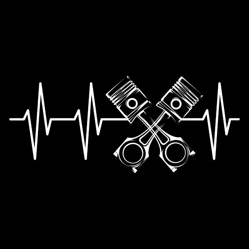 V8 Piston Pulse Racing Car Heartbeat Engine Logo