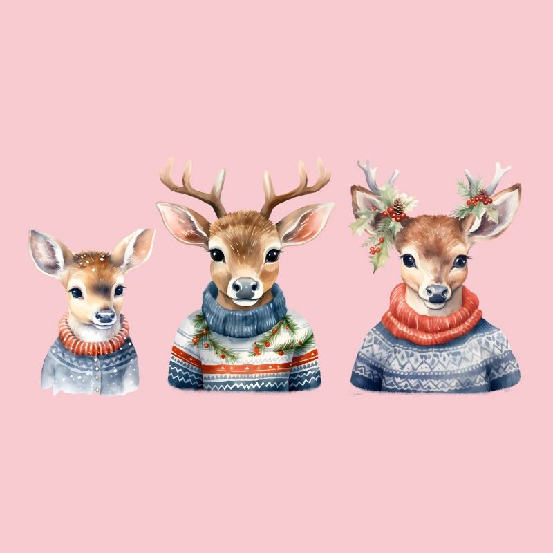 Winterhirsche Pullover-Trio