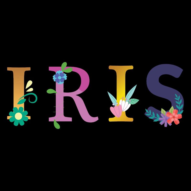 IRIS Name mit Blumen geschmückt
