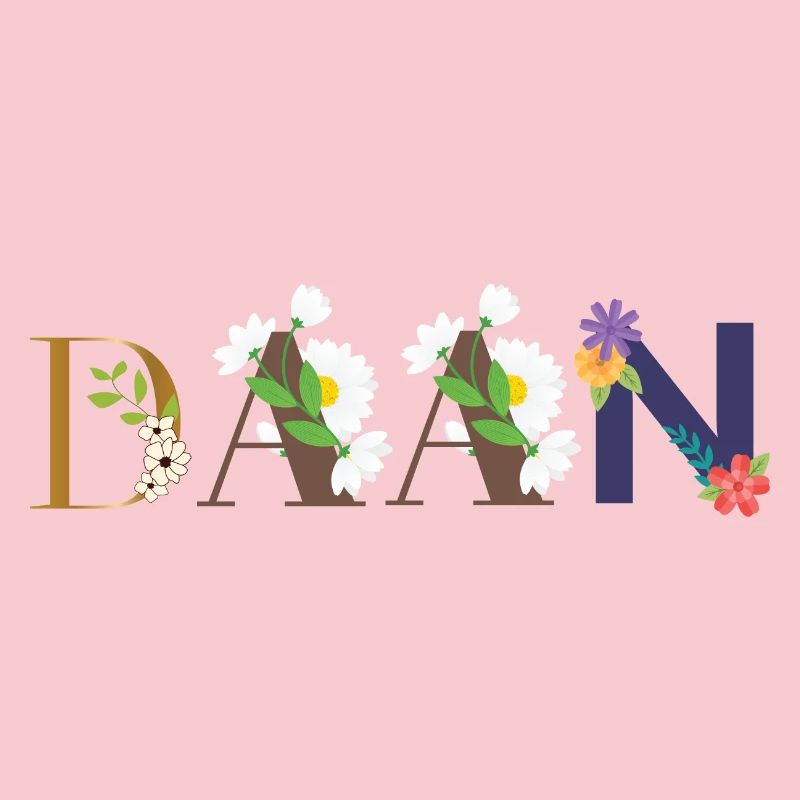 Nom DAAN décoré de fleurs