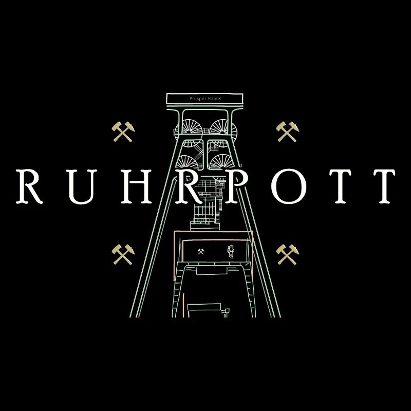 Ruhrpott, dessin à la main de la tour de la mine Prosper-Haniel