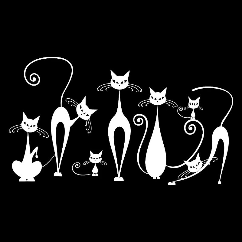 Playful Cats Silhouettes in Sketch Style