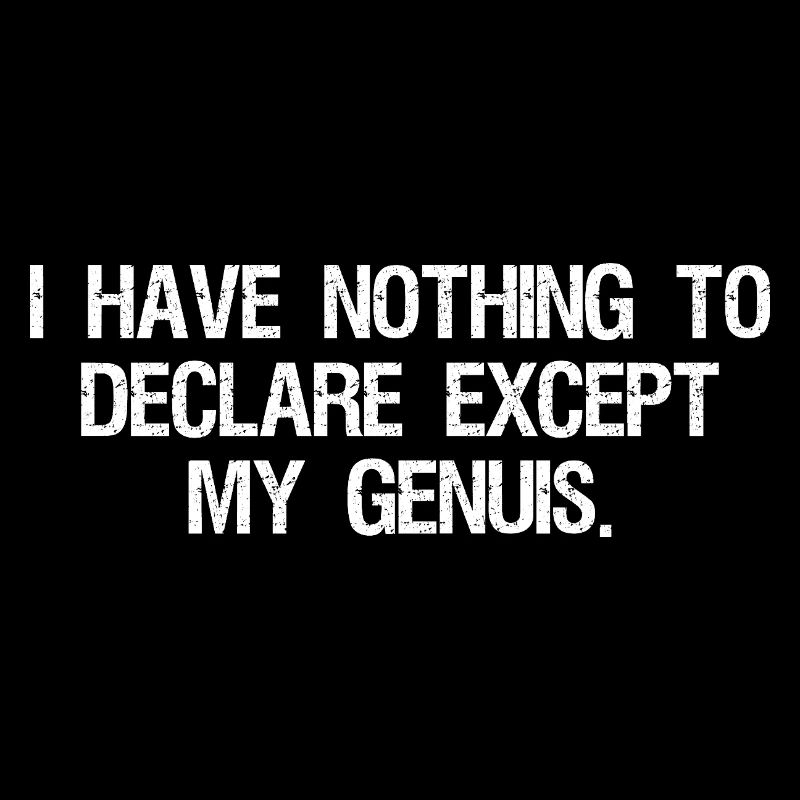 I have nothing to declare except my genuis