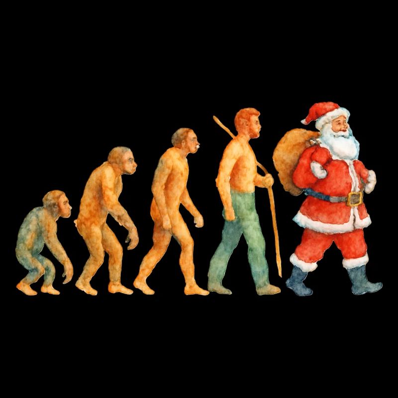 Evolution to Santa Claus – Watercolor Xmas