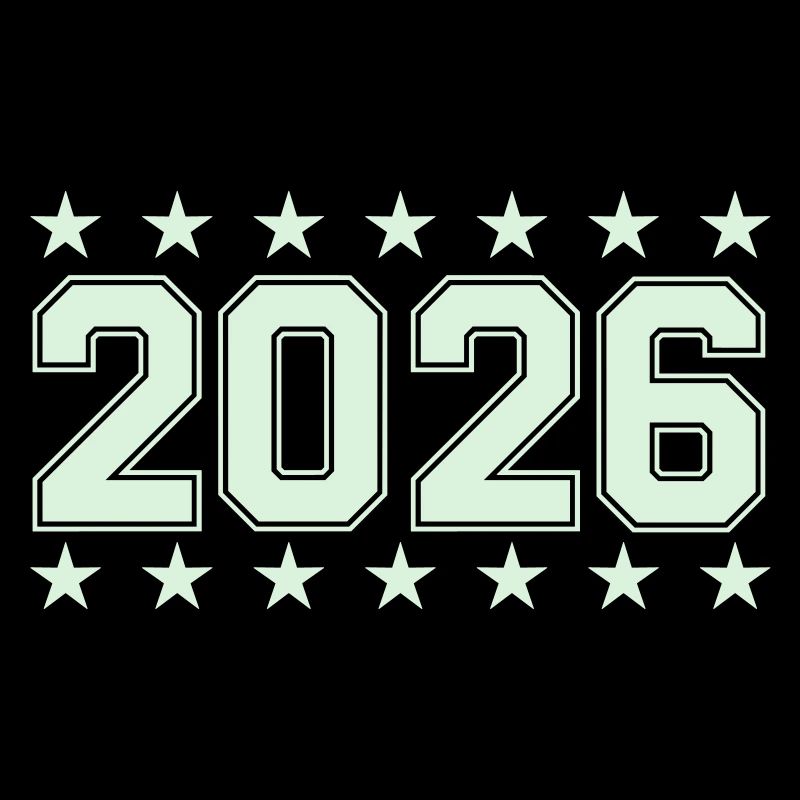 2026 Retro Blockschrift mit Sternen