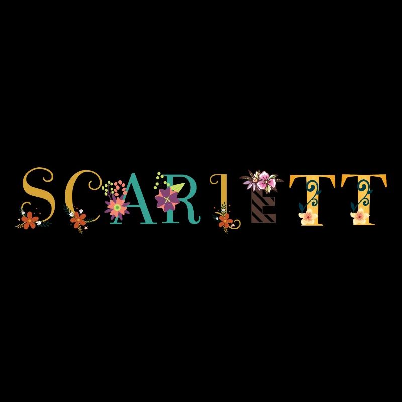 Art du nom SCARLETT avec fleurs brodées