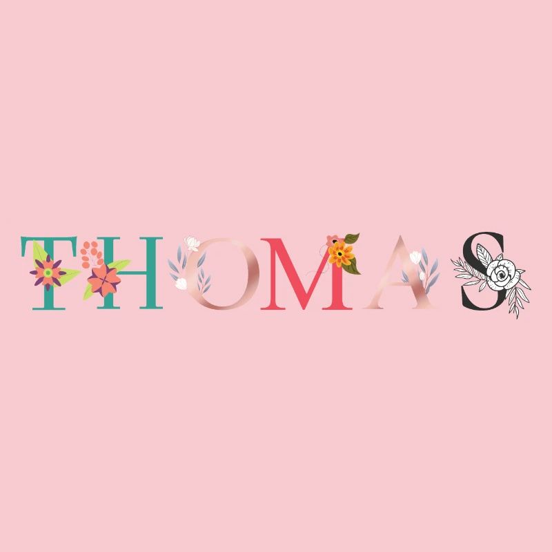 THOMAS ART DU NOM AVEC FLEURS BRODÉES