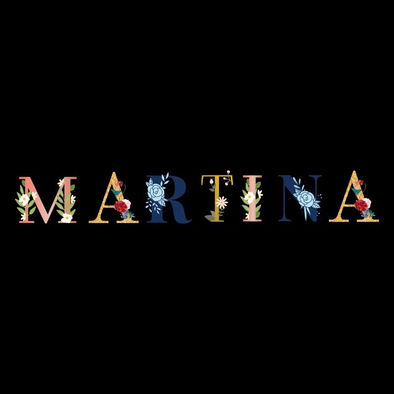 MARTINA Name Art With Flowers Embroidered