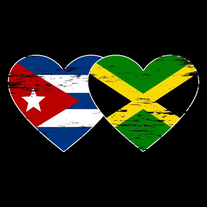 Cuba Jamaïque Drapeau Coeur Utilisé