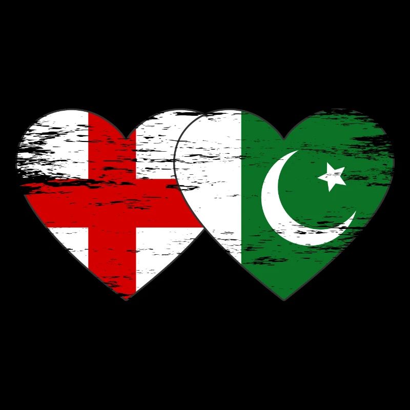 England Pakistan Flagge Herz