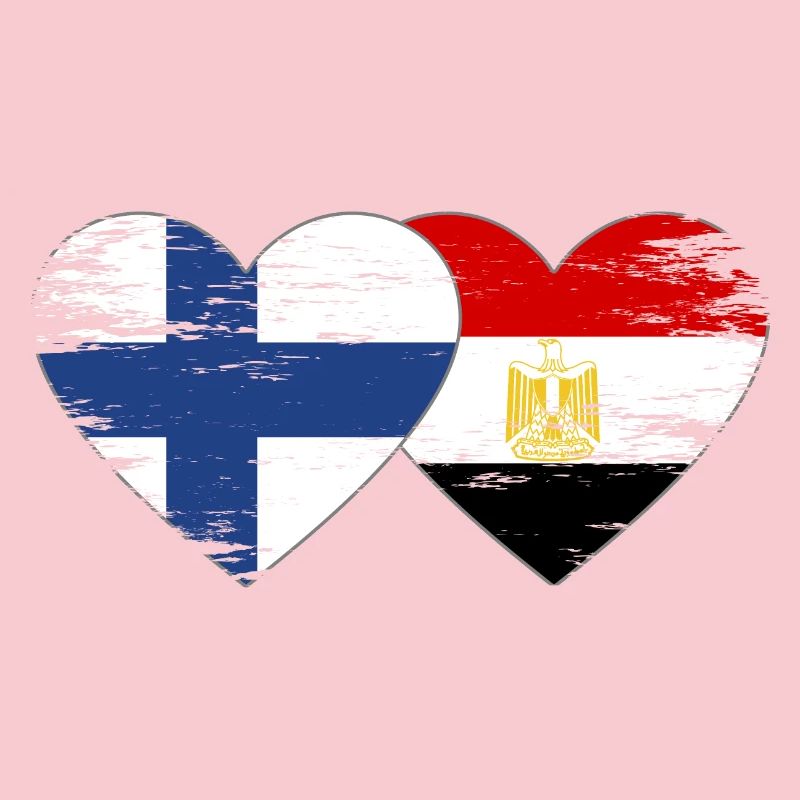Finlande Egypte Drapeau Mains Coeur Forme Utilisé