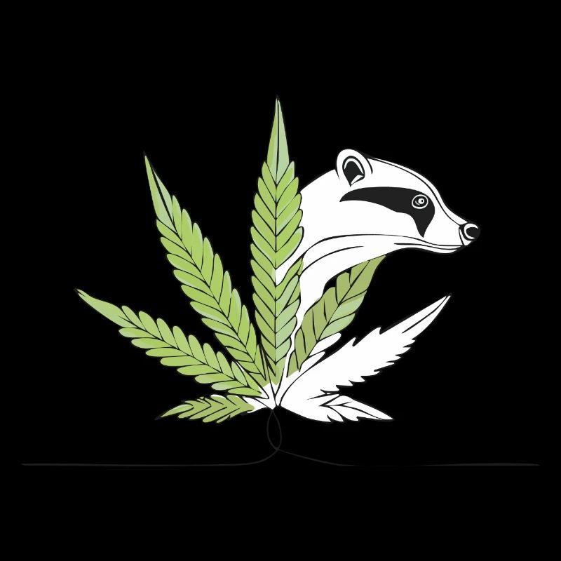 Badger with Hemp Leaf - Minimalist Design
