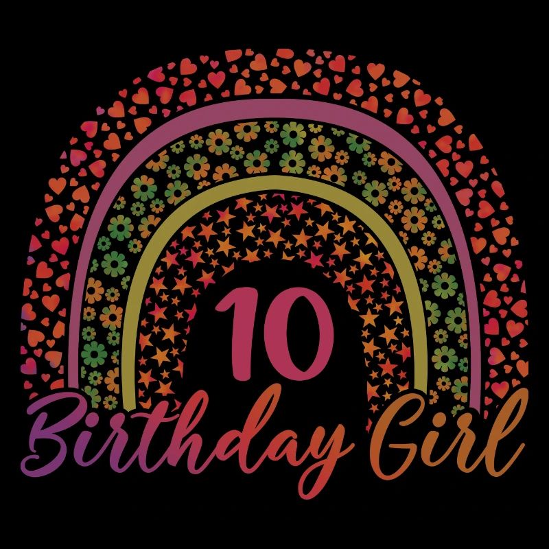 10 Jahre alt 10. Geburtstag Mädchen Kinder Süßer Regenbogen