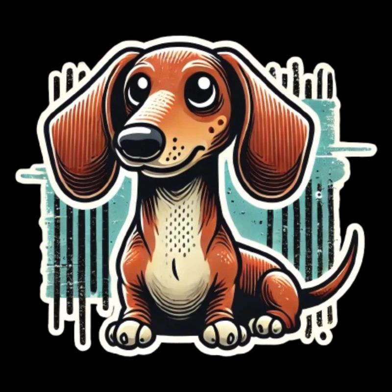 Süßer Dackel Comic Stil Teckel Hund