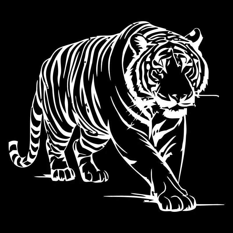 Striking Tiger Outline