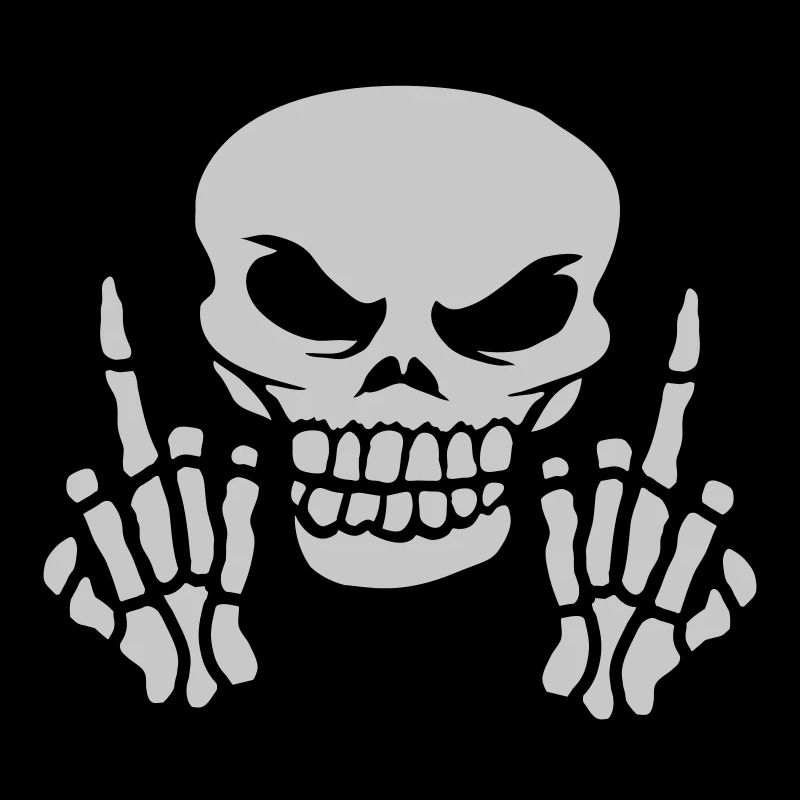 Mittelfinger zeigen böser Schädel