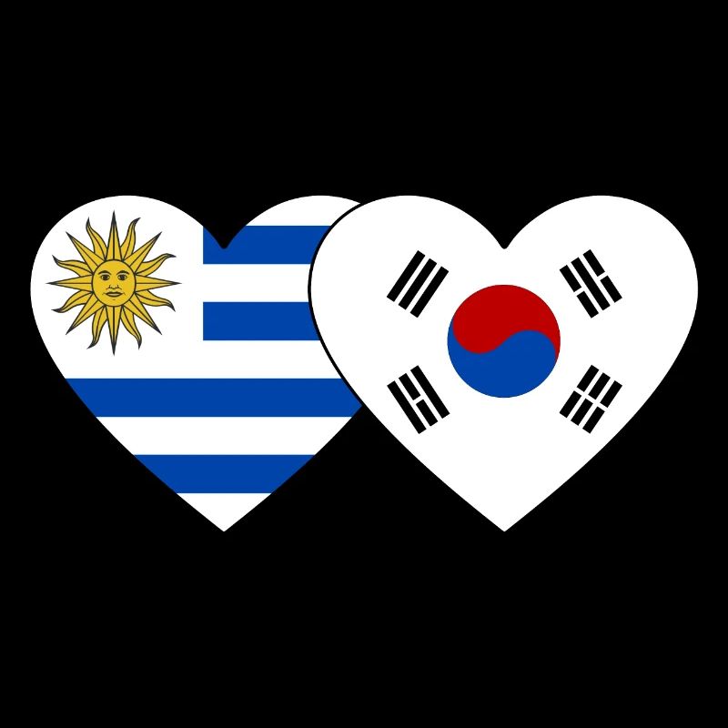 Uruguay Corée du Sud Drapeau Coeur