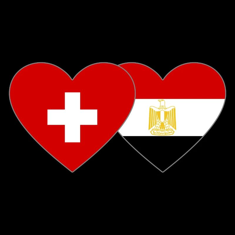 Suisse Égypte Drapeau Mains Coeur Forme