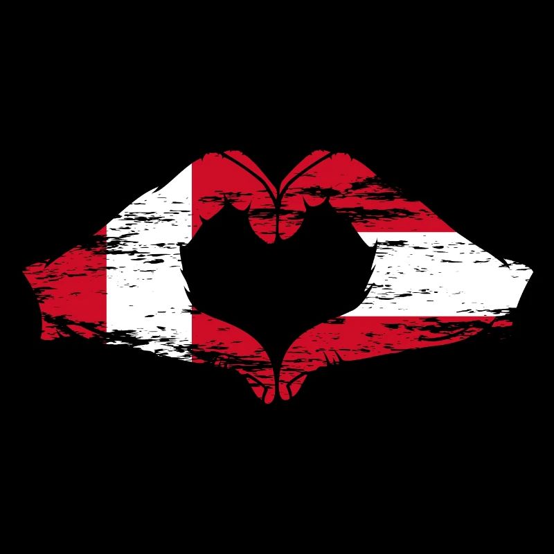 Pérou Autriche drapeau mains forme de coeur utilisé