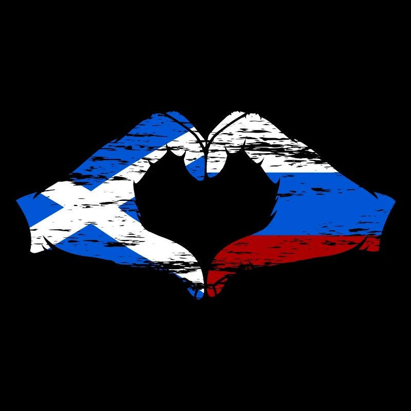 Ecosse Russie Drapeau Mains Coeur Forme D’occasion