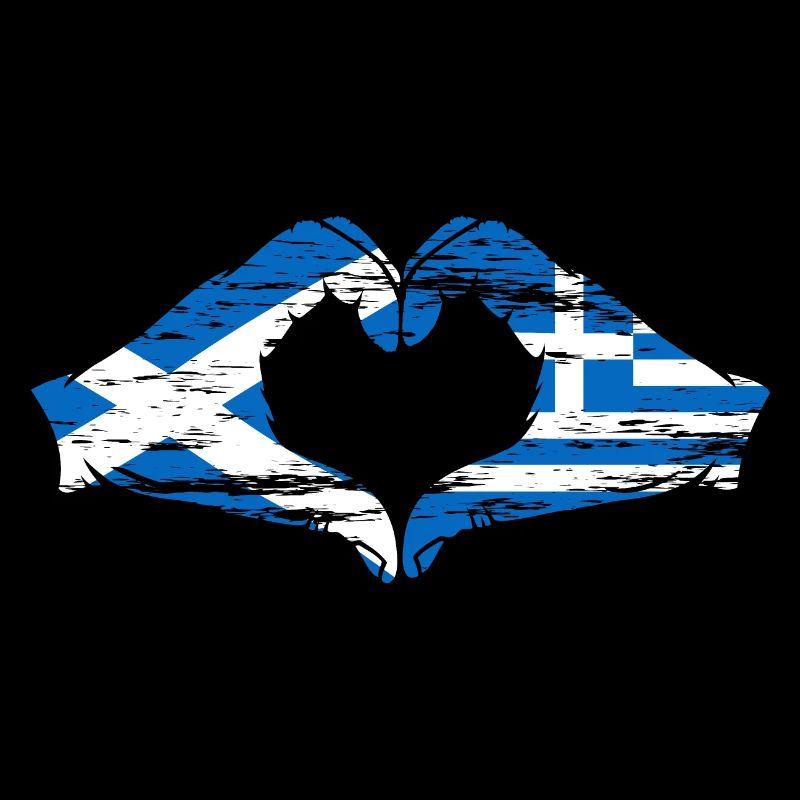 Mains de drapeau de l’Écosse Grèce en forme de coeur utilisé