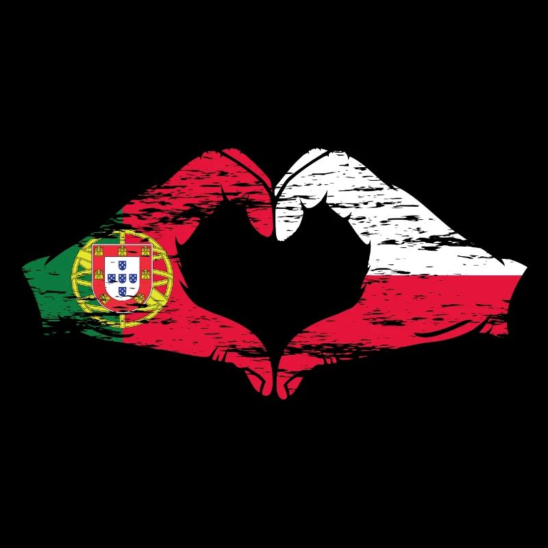 Portugal Pologne Drapeau Coeur Forme Utilisé