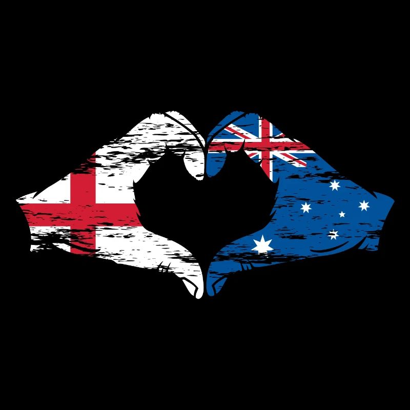 Angleterre Australie drapeau coeur utilisé