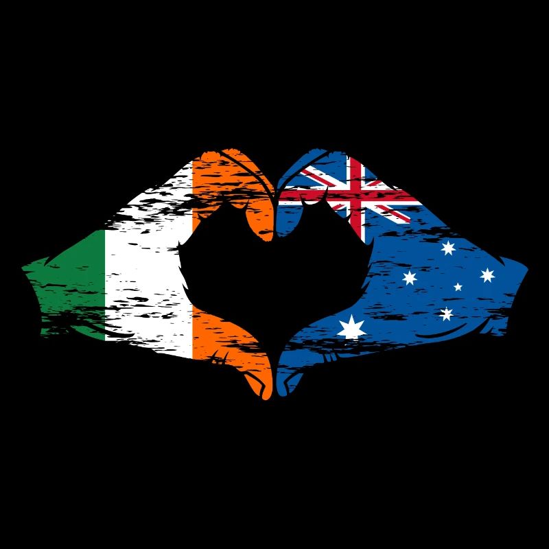 Irlande Australie drapeau coeur forme utilisé