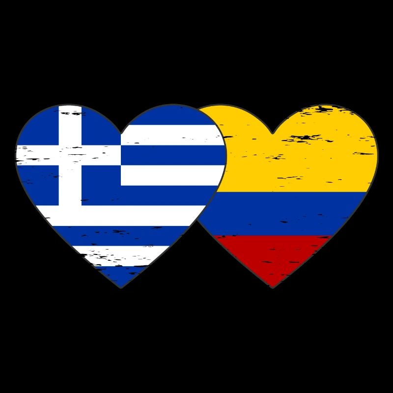 Grèce Colombie Drapeau Coeur Utilisé