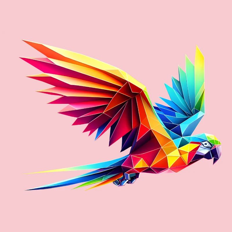 3d geometric multicolor origami parrot