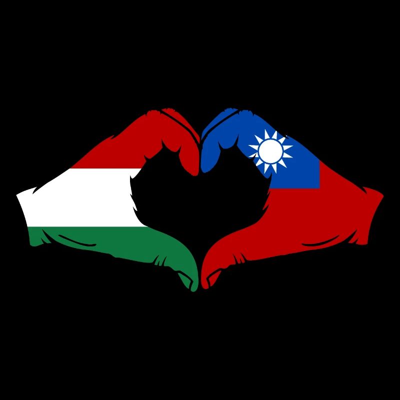 Hungary Taiwan Flag Hands Heart Shape