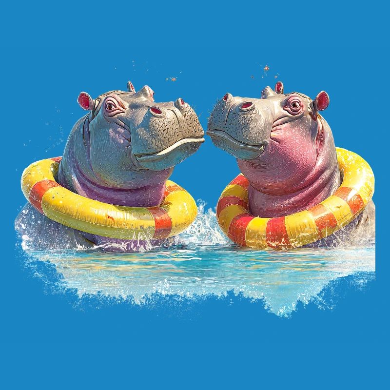 Double Hippo Bathing Fun