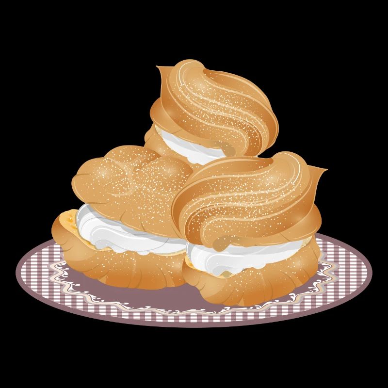 Illustration de trois choux à la crème fourrés