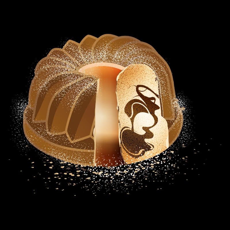 The popular marble cake with powdered sugar