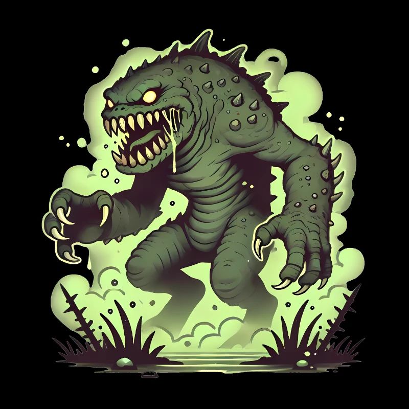 Green Monster Comic Horror Illustration