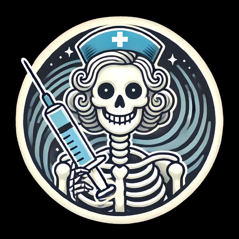 Grim but Caring Skeleton Nurse Badge