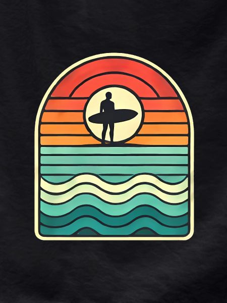 Retro Sunset Surfer Silhouette