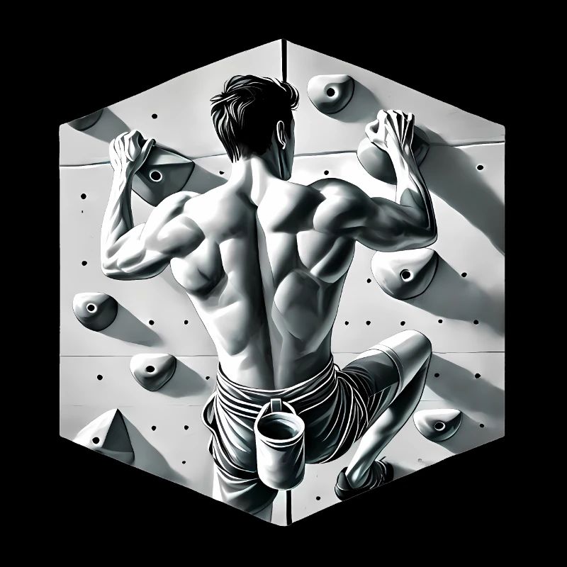 Grayscale Rock Climber Illustration